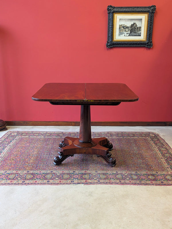 Antique Victorian Mahogany Fold Over Tea Table