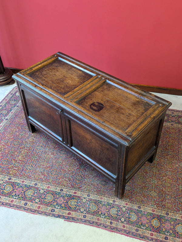 Antique 17th Century Panelled Oak Coffer