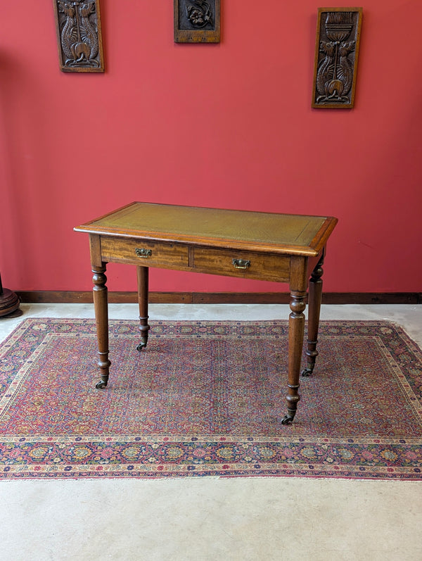 Antique 19th Century Walnut Leather Top Writing Table Desk