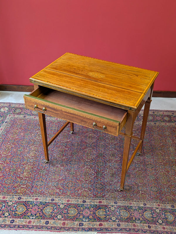 Antique Edwardian Satinwood Metamorphic Side Table / Writing Desk