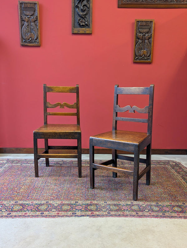 Pair of Antique Georgian Oak Side Chairs Circa 1780