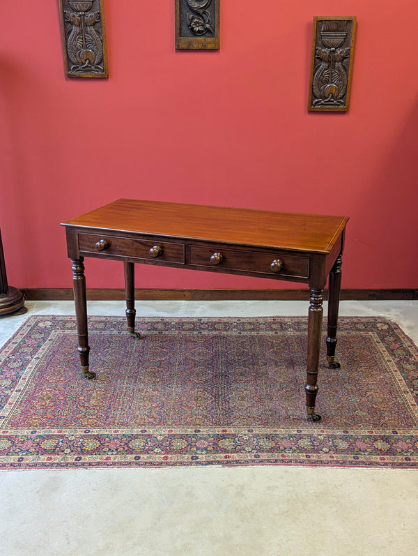 Antique Edwardian Inlaid Mahogany Writing Table Desk