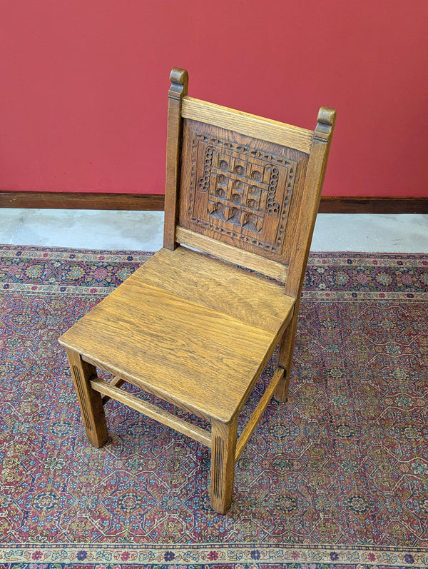 1930’s Oak Carved Portcullis / Westminster Side Chair