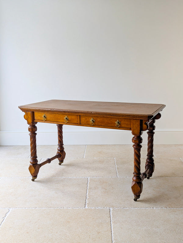 Antique Victorian Ash Writing Table by Hindley & Sons c.1880