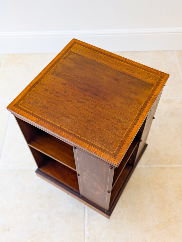 Antique Edwardian Inlaid Mahogany Revolving Bookcase c.1910