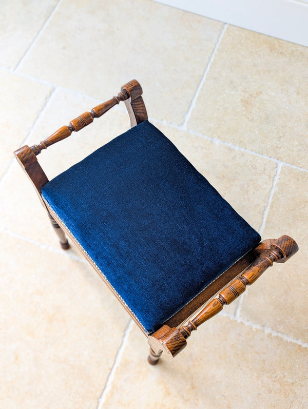 Antique Victorian Golden Oak Piano Stool with Storage c.1890