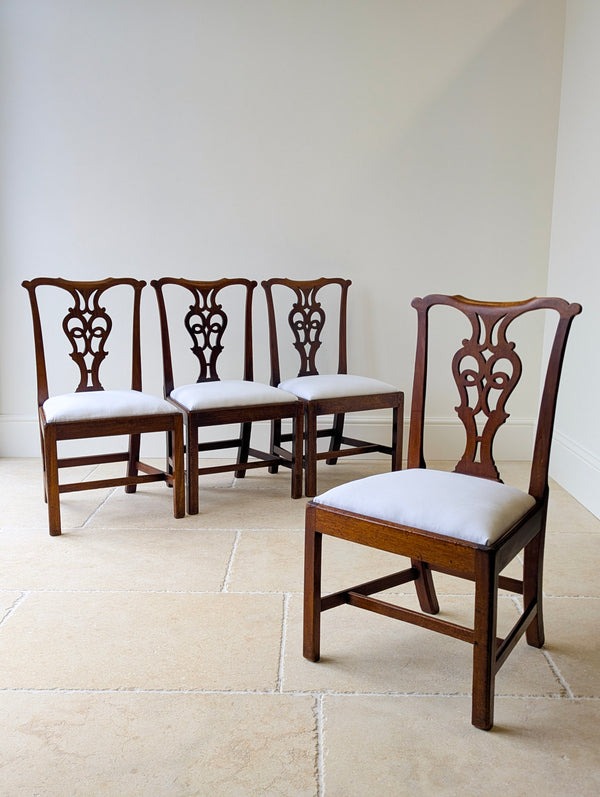 Set of Four Antique Georgian Chippendale Mahogany Dining Chairs c.1780