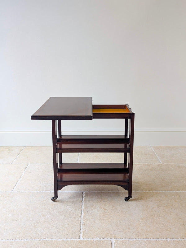 Antique Mahogany Folding Card Table with Bookshelf Base c.1920