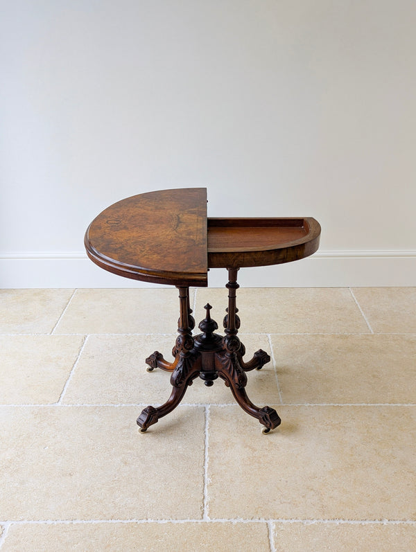 Antique Victorian Burr Walnut Card Table c.1870