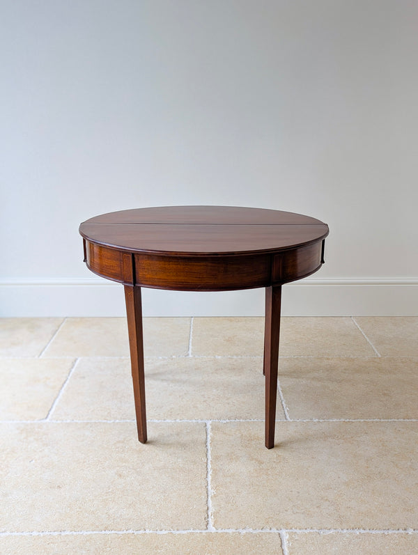 Antique George III Inlaid Mahogany Demi-Lune Fold-Over Tea Table c.1790