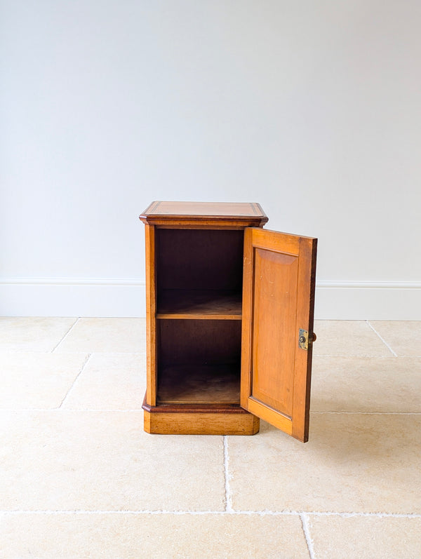 Antique Aesthetic Movement Satin Birch and Walnut Bedside Cabinet c.1890
