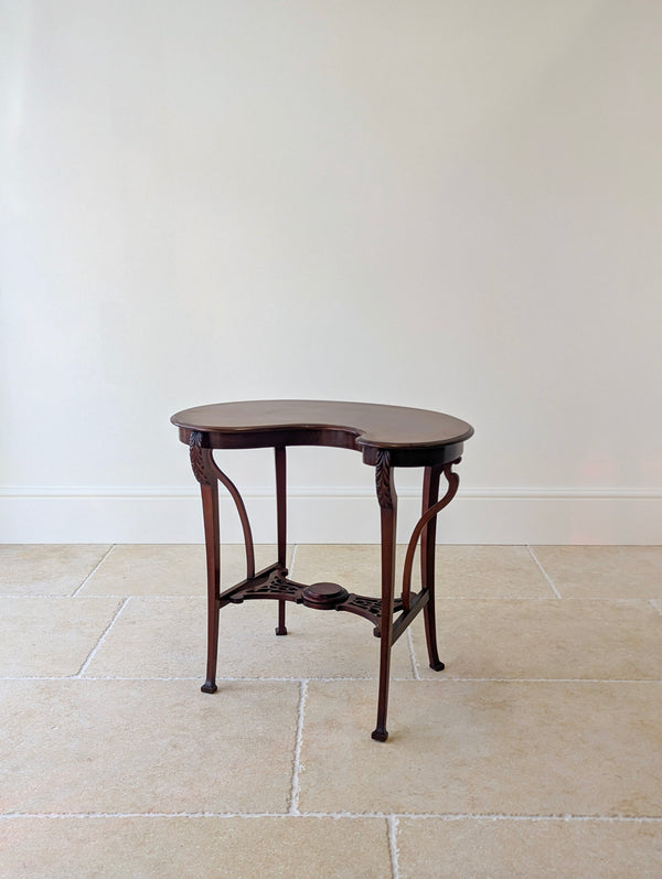 Antique Art Nouveau Mahogany Side Table with Shaped Top c.1900