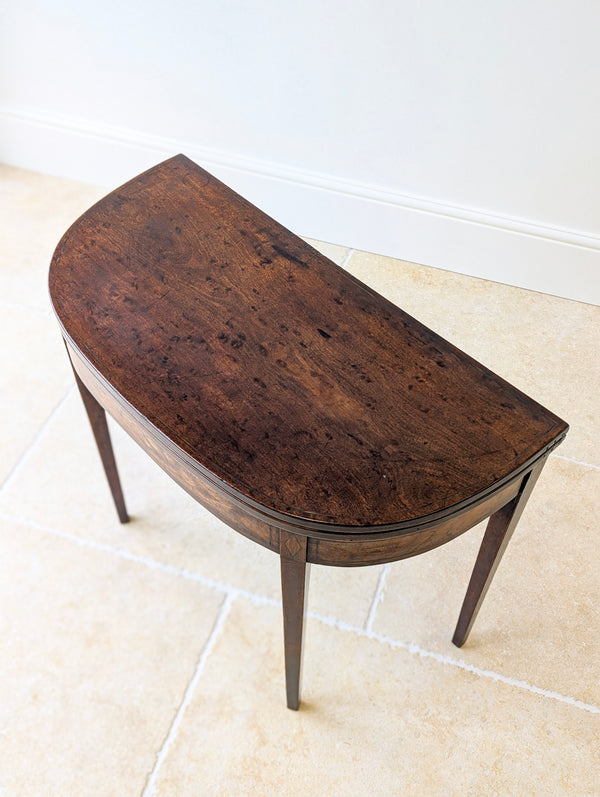 Antique Georgian Plum Pudding Mahogany Fold-Over Tea Table c.1790