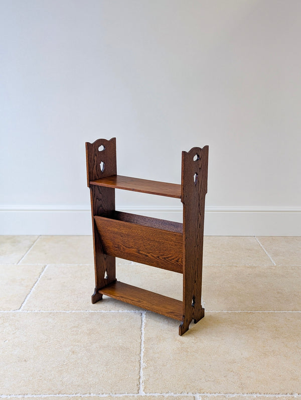 Antique Arts & Crafts Oak Magazine Rack & Book Shelf c.1910