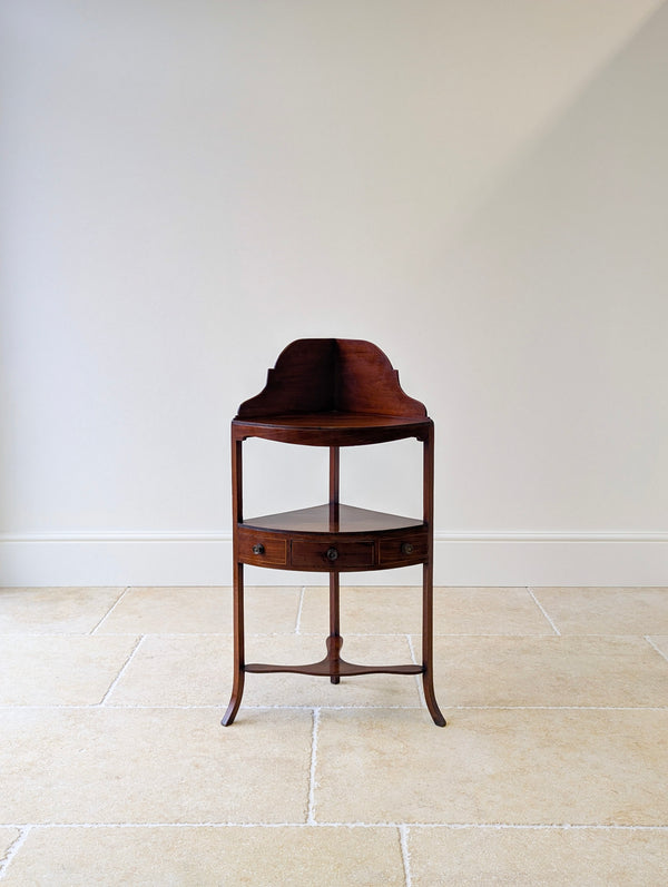 Antique Edwardian Sheraton Revival Mahogany Corner Table c.1900