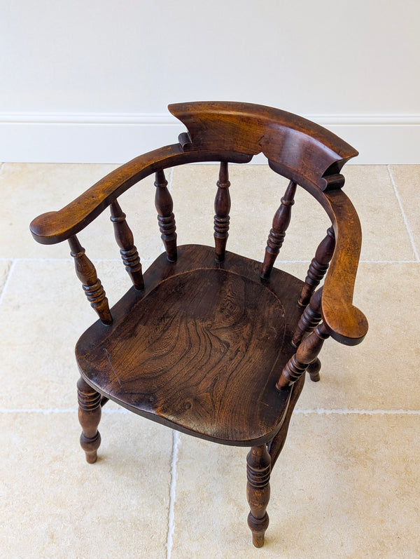Antique Edwardian Elm & Beech Captain’s Chair c.1910