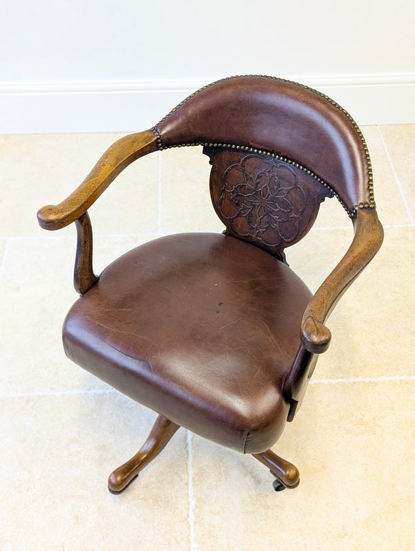 Antique Edwardian Mahogany Swivel Desk Chair c.1910