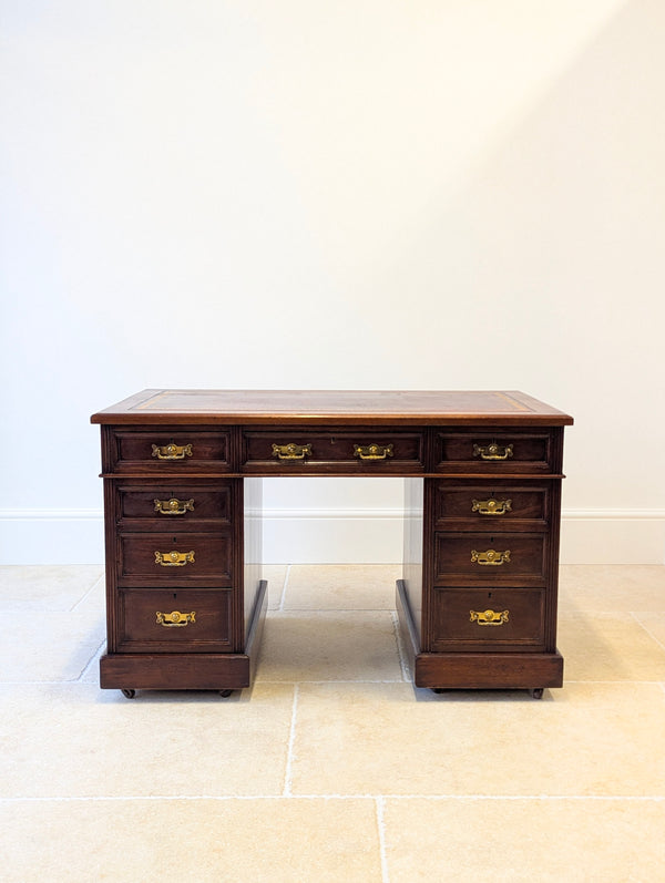 Antique Victorian Mahogany Pedestal Desk c.1890
