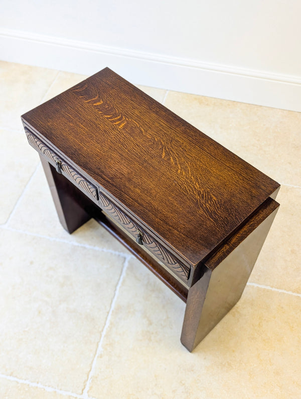 Antique Art Deco Oak Side Table c.1920