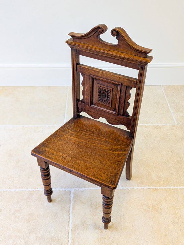 Antique Victorian Oak Hall Chair c.1890
