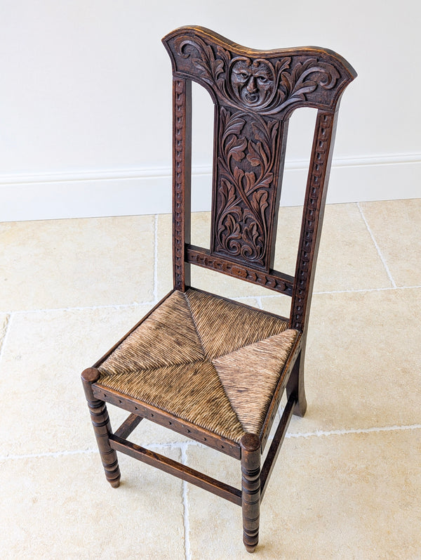 Antique Victorian Carved Oak Green Man Side Chair c.1890