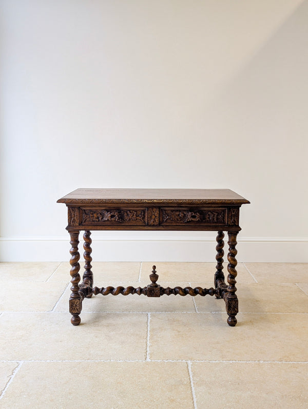 Antique Victorian Carved Oak Library Table c.1890