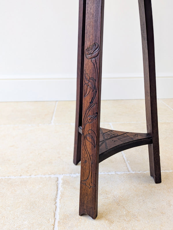 Antique Early 20th Century Carved Oak Commemorative Occasional Table c.1920