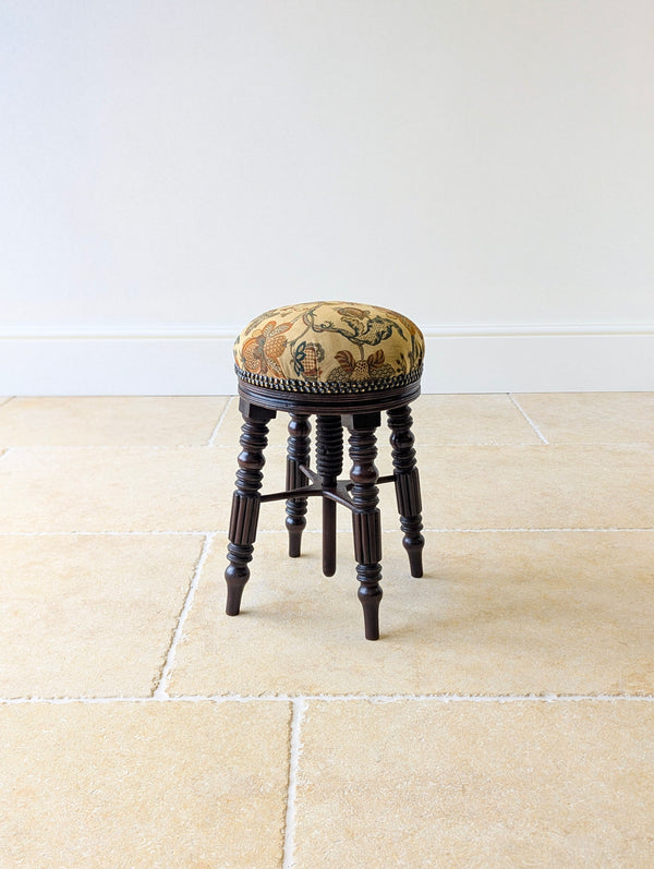 Antique Victorian Mahogany Adjustable Piano Stool c.1870
