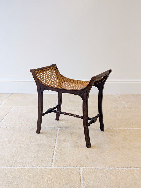 Antique Edwardian Oak Caned Dressing Table Stool c.1910