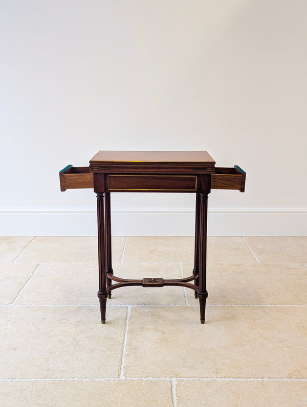 Antique Victorian Mahogany Triple-Top Folding Card Table c.1880