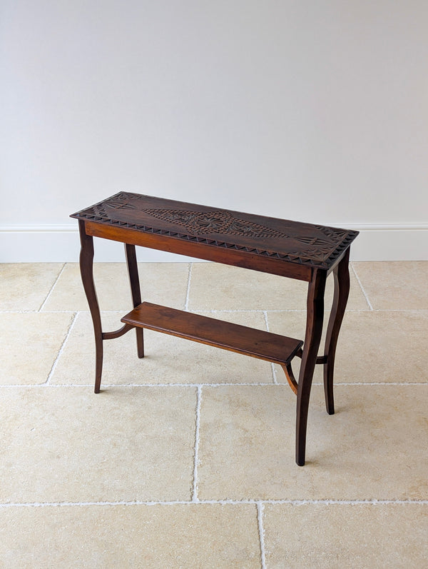 Antique Carved Oak Side Table c.1900