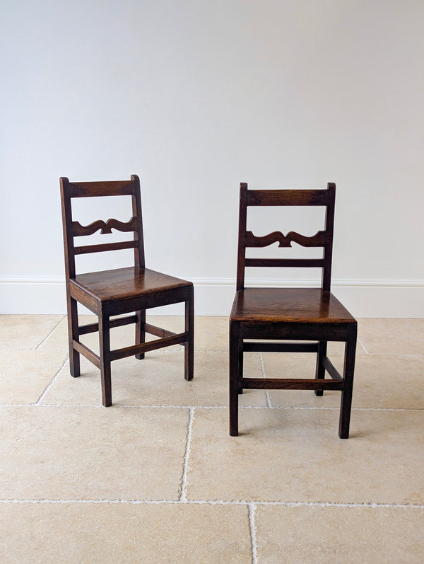 Pair of Antique Georgian Oak Country Side Chairs c.1800