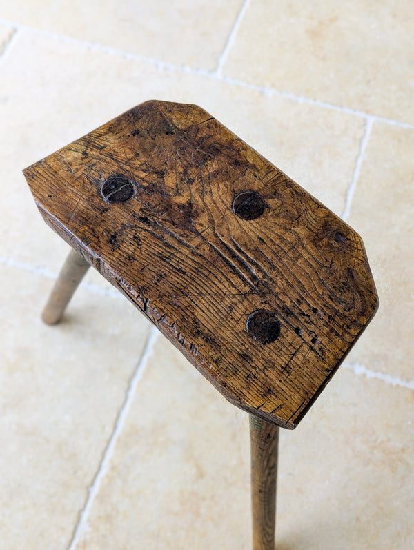 Antique Victorian Elm & Ash Cutler’s Stool c.1850