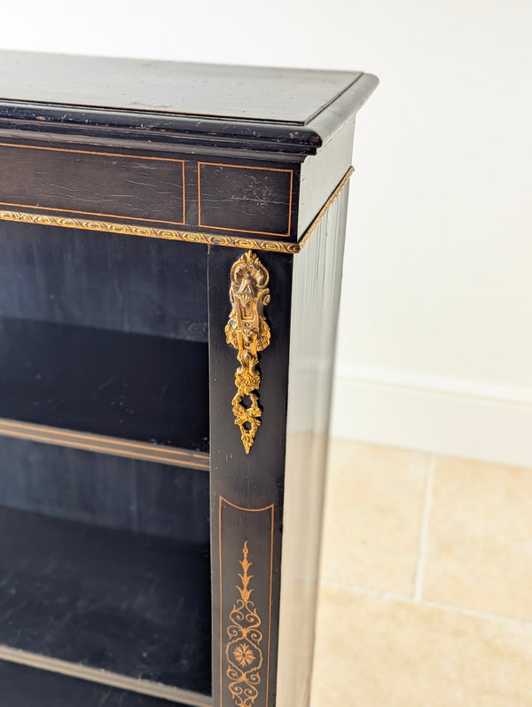 Antique Victorian Ebonised Open Bookcase c.1870