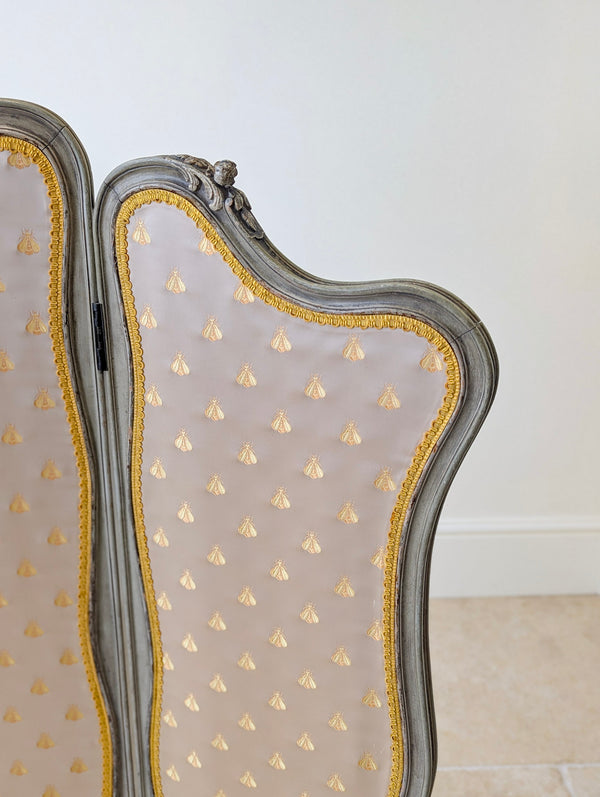 Antique Napoleon III Painted Three-Fold Room Screen c.1860