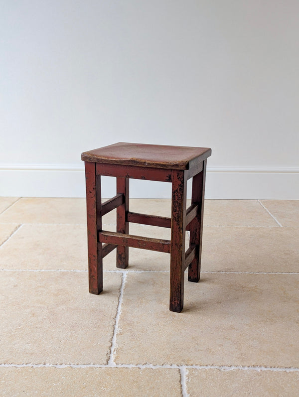 Antique Edwardian Painted Pine Country Stool c.1910