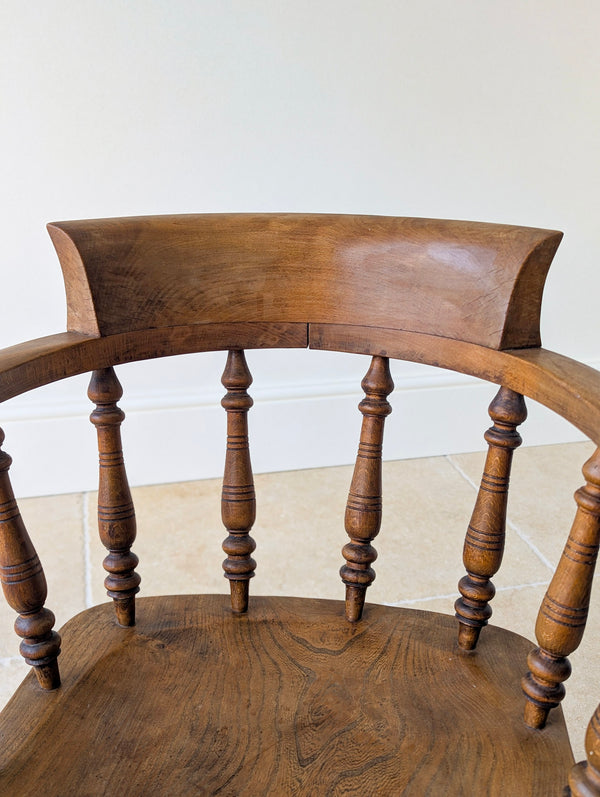 Antique Late Victorian Elm & Beech Captain's Desk Chair c.1880