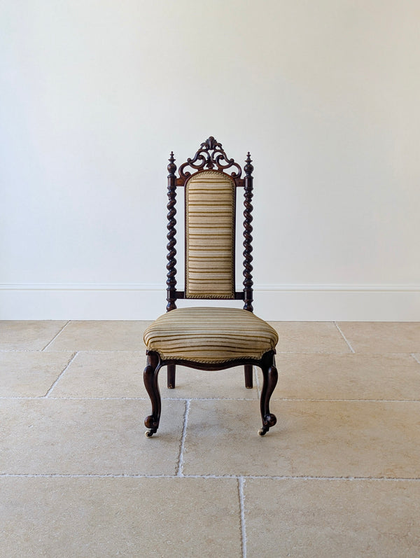 Antique Mid-Victorian Walnut High-Back Parlour Chair c.1850