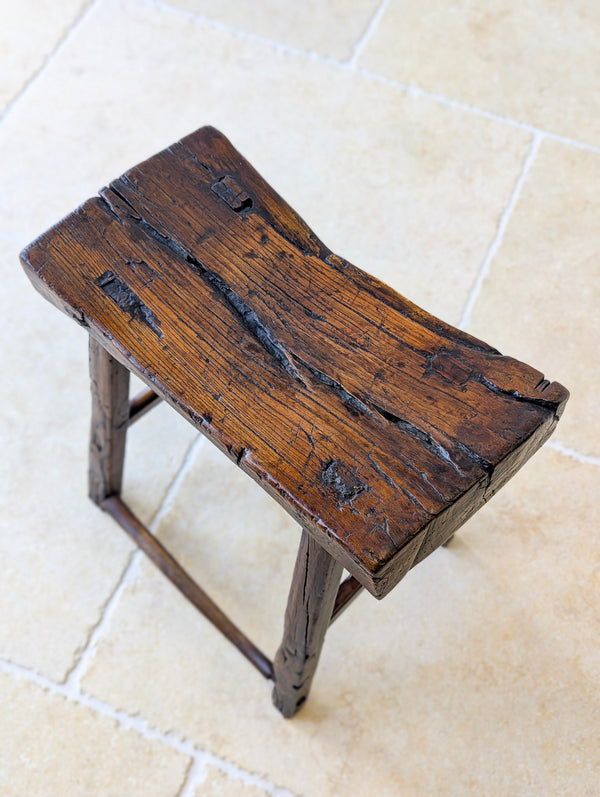 Antique Georgian Oak Vernacular Stool c.1750