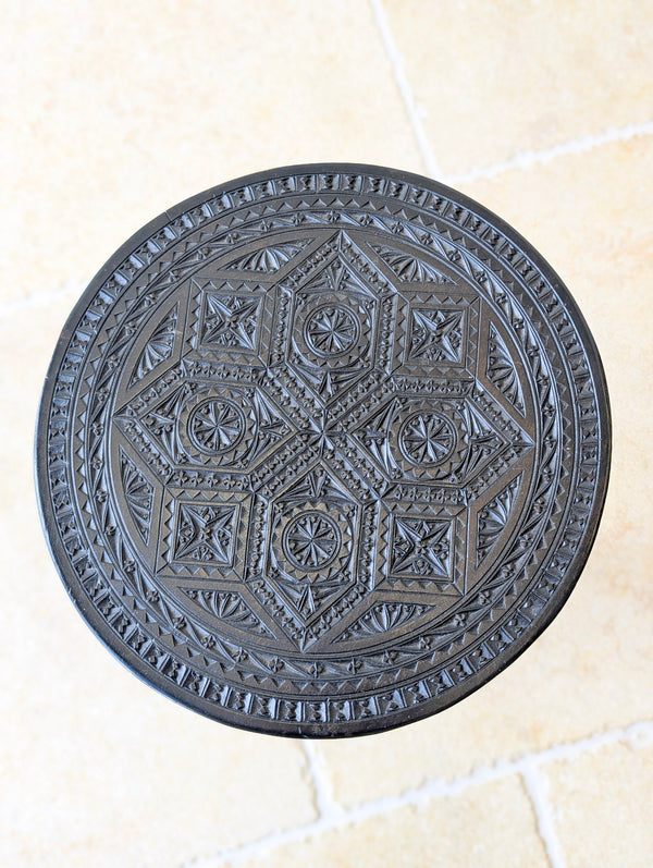 Antique Victorian Ebonised Chip-Carved Occasional Table c.1890