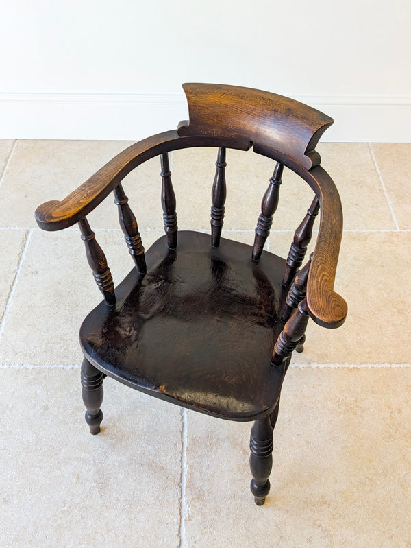 Antique Victorian Elm & Ash Captain’s Chair c.1890
