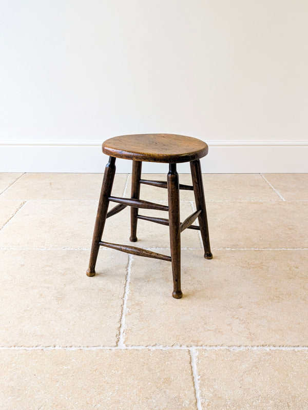 Antique Victorian Elm & Beech Country Stool c.1890