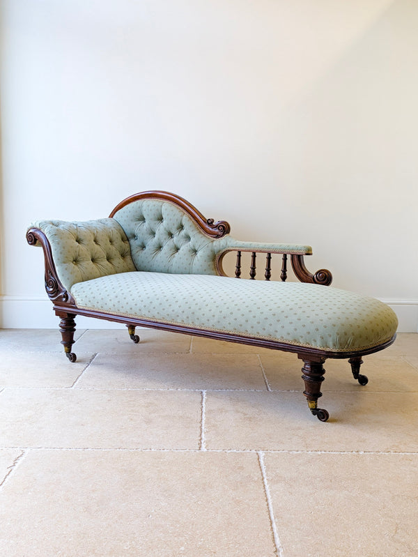 Antique Victorian Mahogany Chaise Longue c.1860