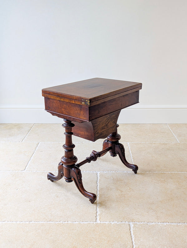 Antique Victorian Burr Walnut Work & Games Table c.1870