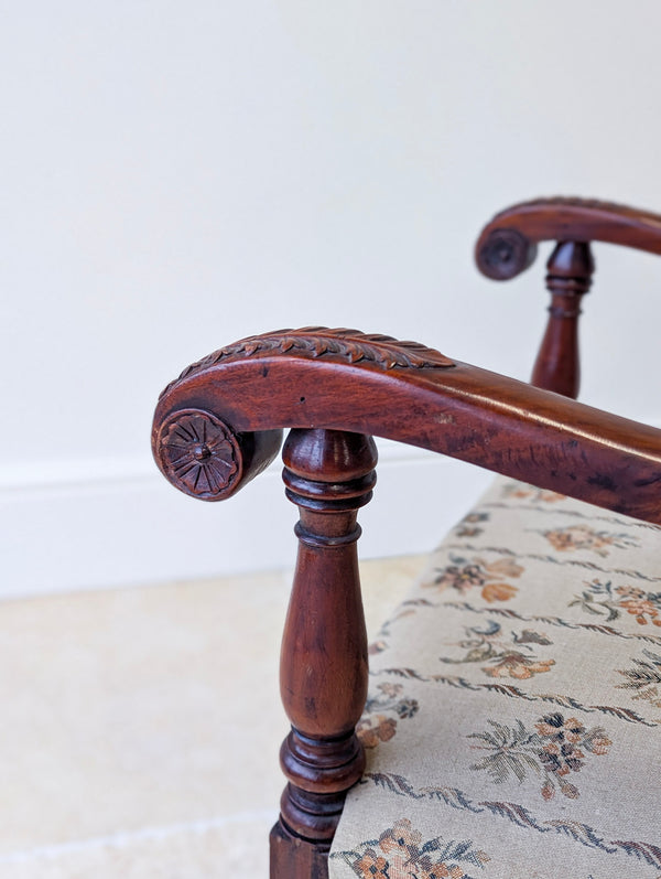 Pair of Antique Victorian Walnut Open Armchairs c.1890