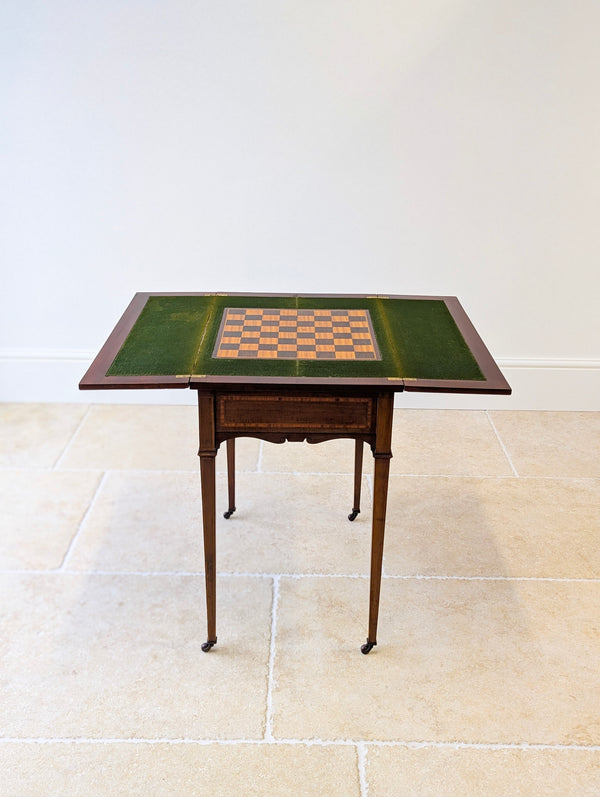 Antique Edwardian Mahogany Chess, Card & Games Table c.1910