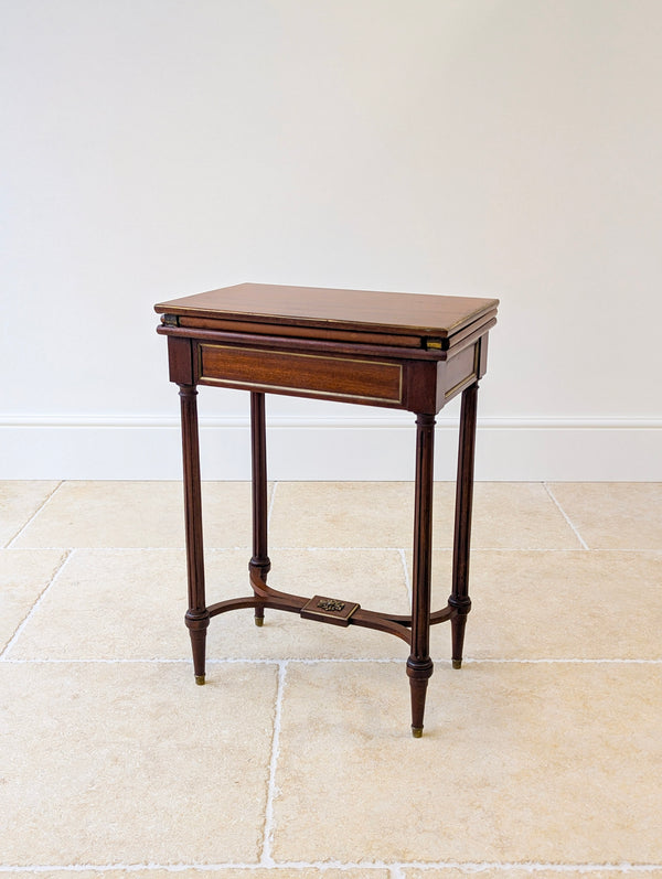 Antique Victorian Mahogany Triple-Top Folding Card Table c.1880