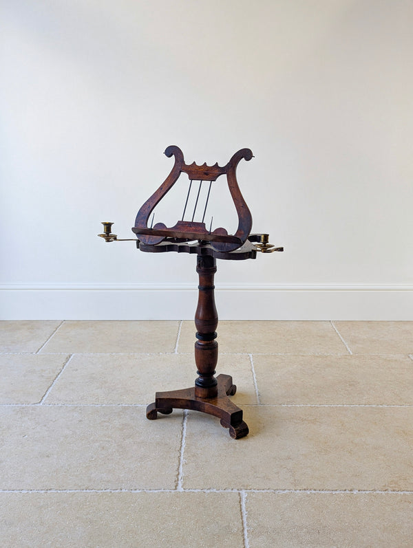 Antique William IV Mahogany Lyre-Form Music Stand c.1830