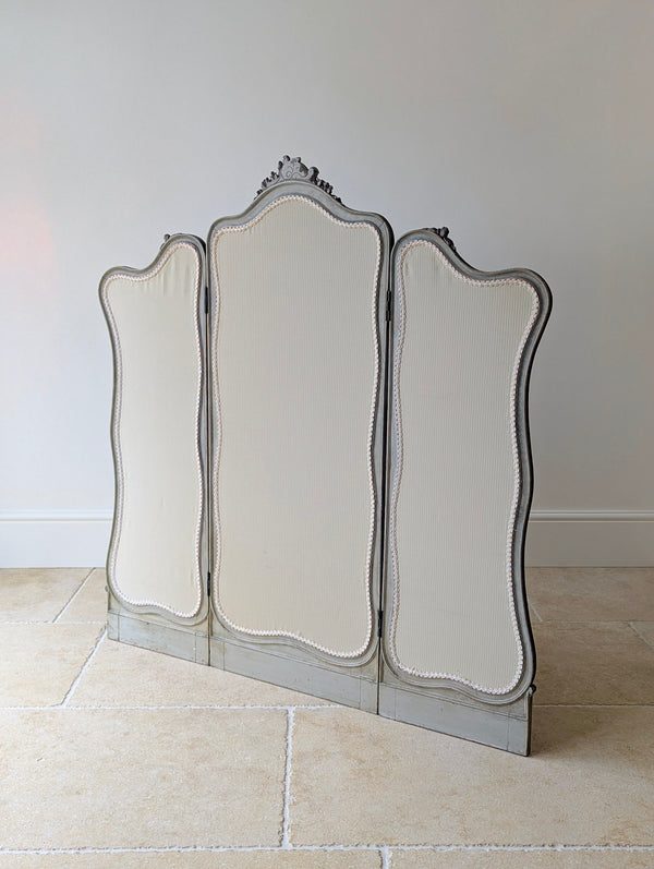 Antique Napoleon III Painted Three-Fold Room Screen c.1860