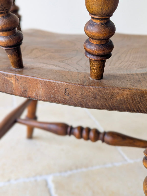 Antique Late Victorian Elm & Beech Captain's Desk Chair c.1880